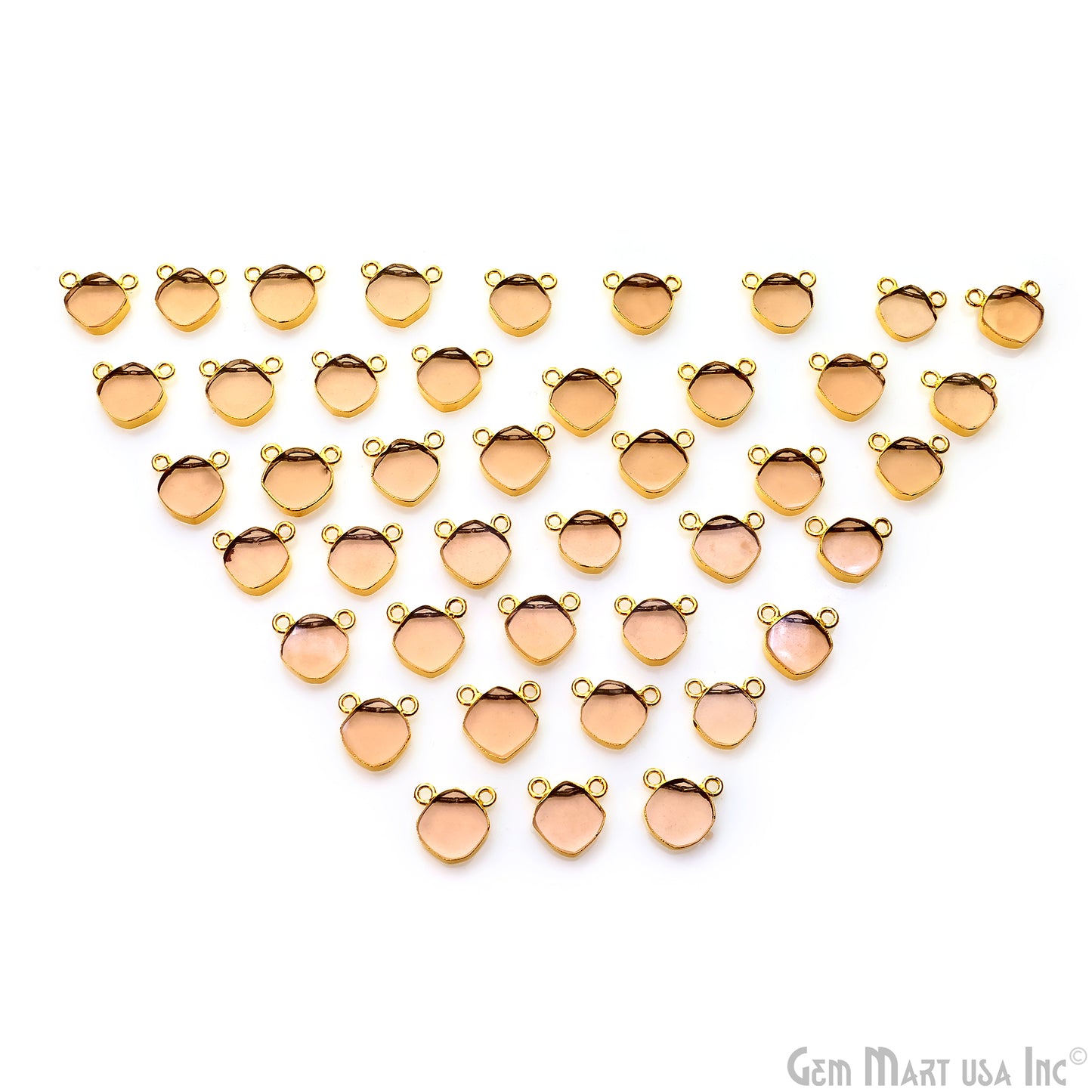 Orange Morganite Flat Cushion Shape Gemstone 14x13mm Gold Electroplated Cat Bail Connector