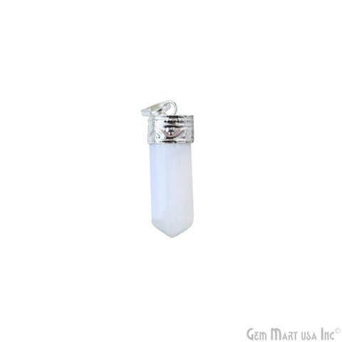Selenite Bullet Shape Silver Plated 35X13mm Pencil Point Pendant