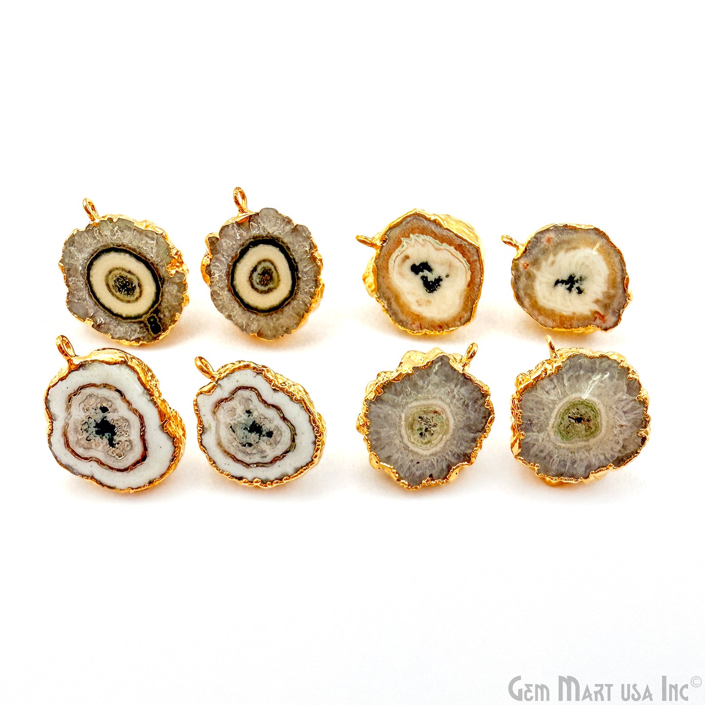DIY Agate Slice Geode Druzy 13x19mm Gold Electroplated Loop Connector Studs Earrings