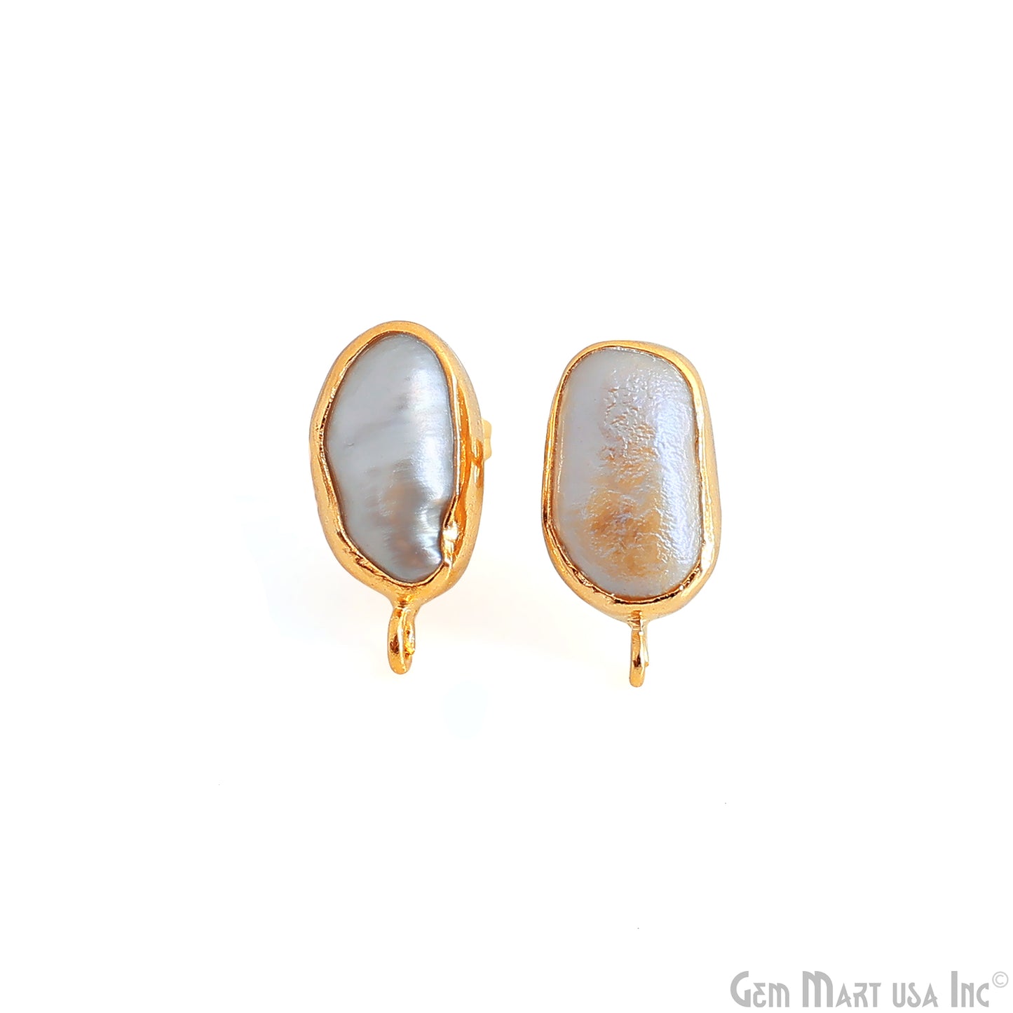 DIY Pearl 19x9mm Gold Electroplated Loop Connector Studs Earrings