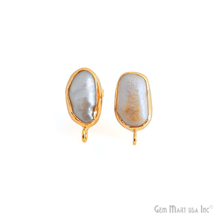 DIY Pearl 19x9mm Gold Electroplated Loop Connector Studs Earrings