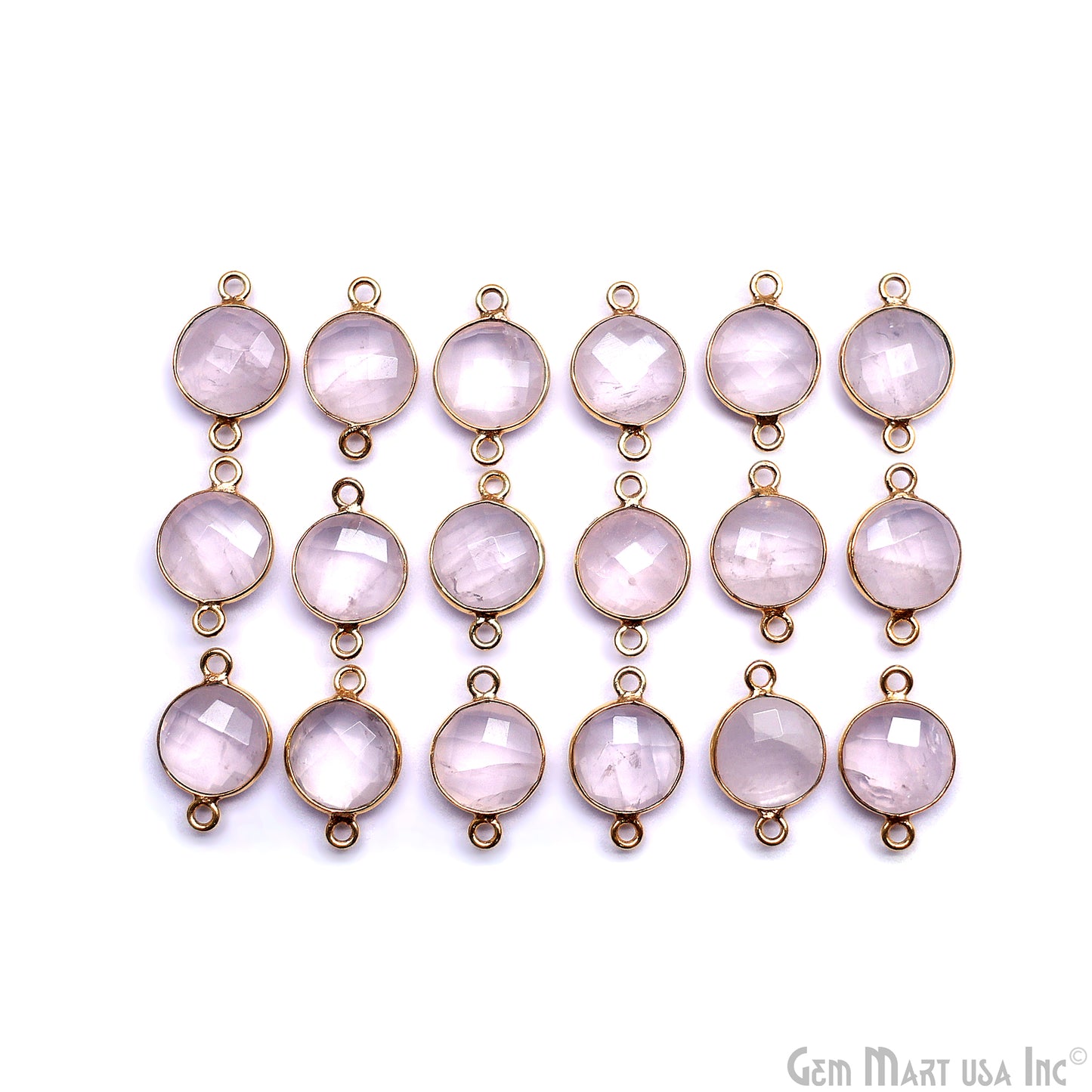 Round 10mm Double Bail Gold Bezel Gemstone Connectors