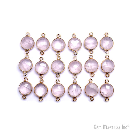 Round 10mm Double Bail Gold Bezel Gemstone Connectors