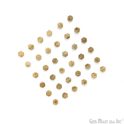 Brass Hexagonal Textured Surface Spacer Beads, Gold Plated Box shaped Connector Charms for Jewelry Making, DIY & Crafts