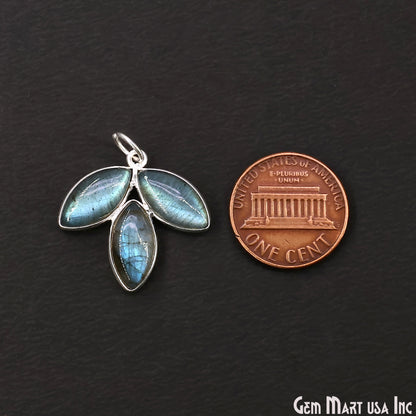 Labradorite Flower 25x23mm Single Bail Chandelier Finding Component