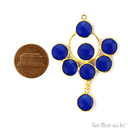 Ink Blue 49x33mm Gold Plated Gemstone Bezel Component