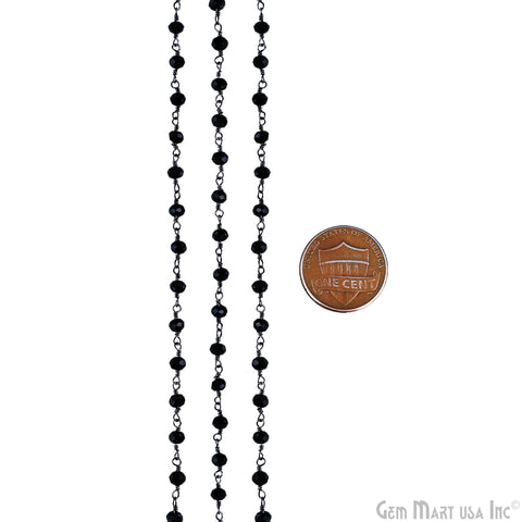 Black Spinel Oxidized Wire Wrapped Beads Rosary Chain