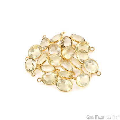 Oval 8x10mm Brilliant Cut Gold Plated Bezel Single Bail Connector