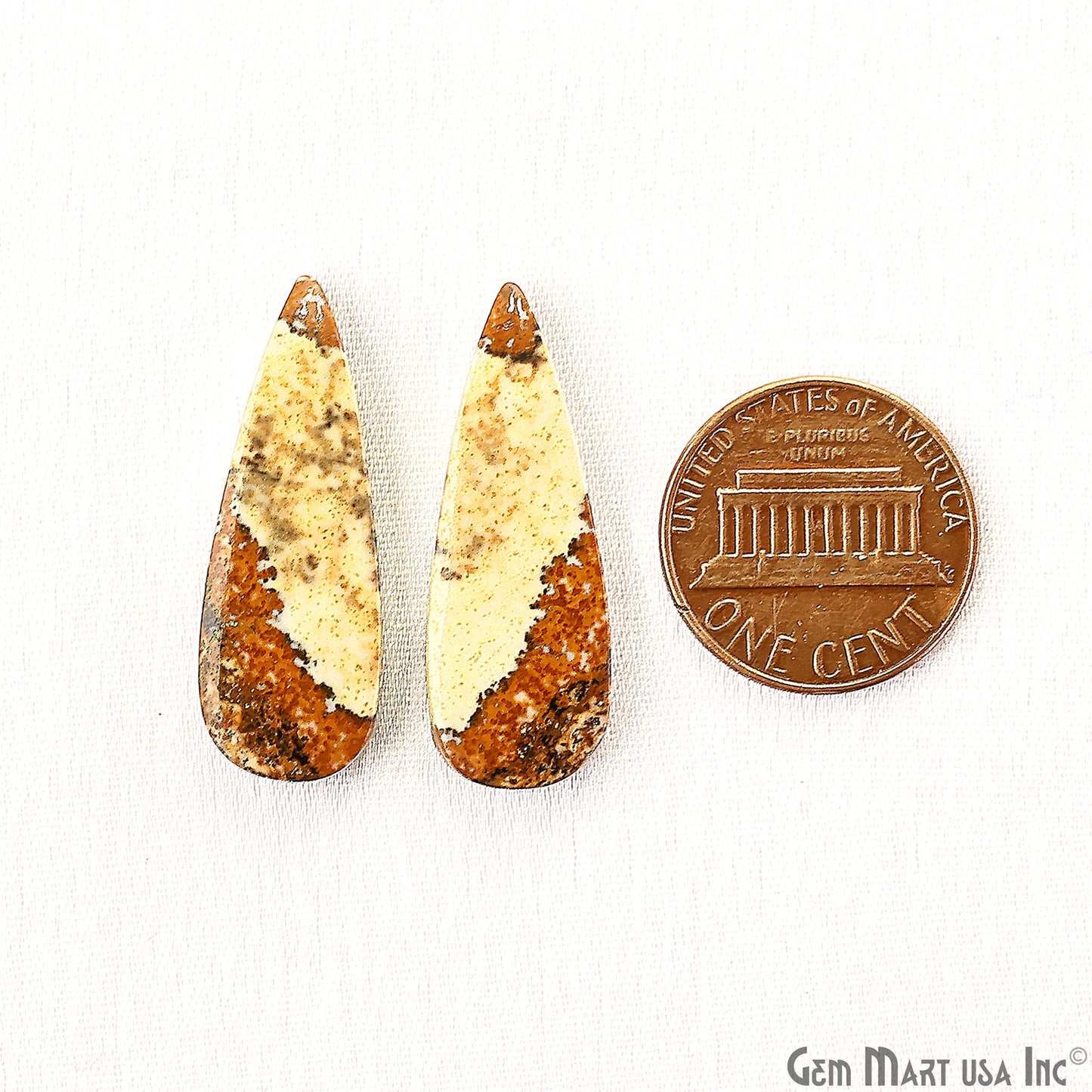 Picture Jasper Free Form Shape 30x11mm Loose Gemstone For Earring Pair