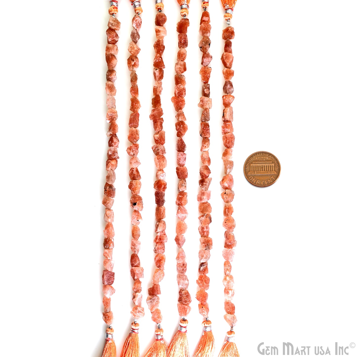 Sunstone Rough Beads, 9 Inch Gemstone Strands, Drilled Strung Briolette Beads, Free Form, 7x5mm