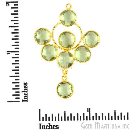 Green Amethyst 49x33mm Gold Plated Gemstone Bezel Component