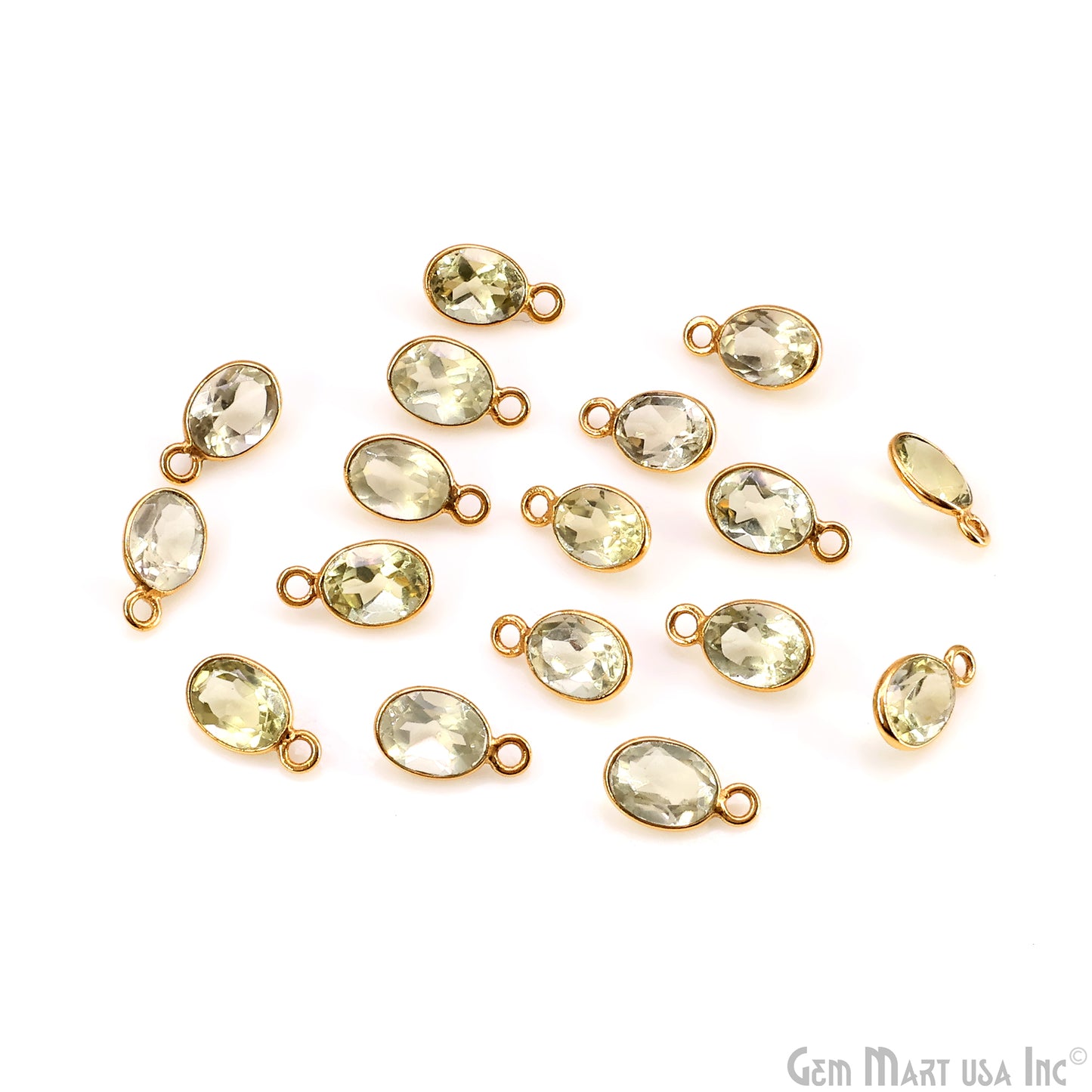 Oval 6x8mm Brilliant Cut Gold Plated Bezel Single Bail Connector