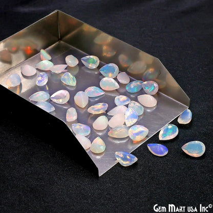 Ethiopian Opal Wholesale Gemstones, 100% Natural Precious Gems, Rainbow Cabochons Loose Gems, 6x9mm, Pears, 4PC