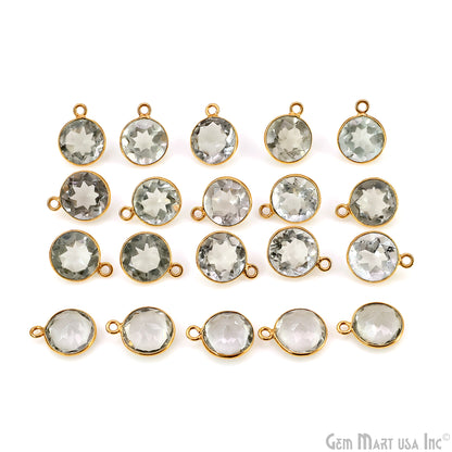 Round 10mm Brilliant Cut Gold Plated Bezel Single Bail Gemstone Connector