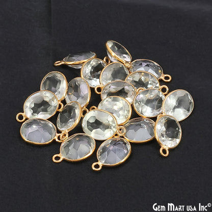 Oval 9x11mm Brilliant Cut Gold Plated Bezel Single Bail Connector