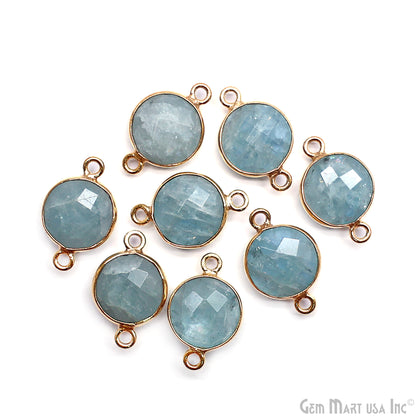 Round 10mm Double Bail Gold Bezel Gemstone Connectors