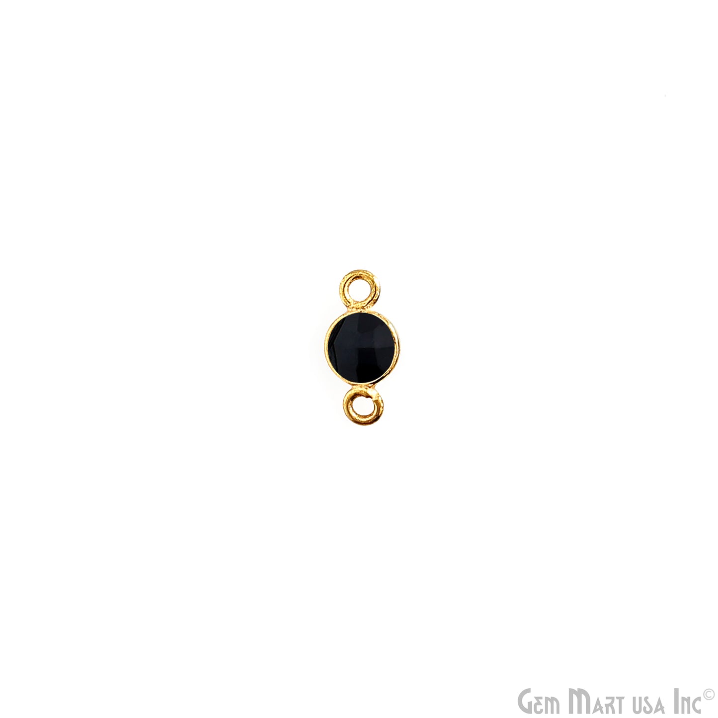 Black Onyx Round 5mm Double Bail Gold Plated Bezel Connector