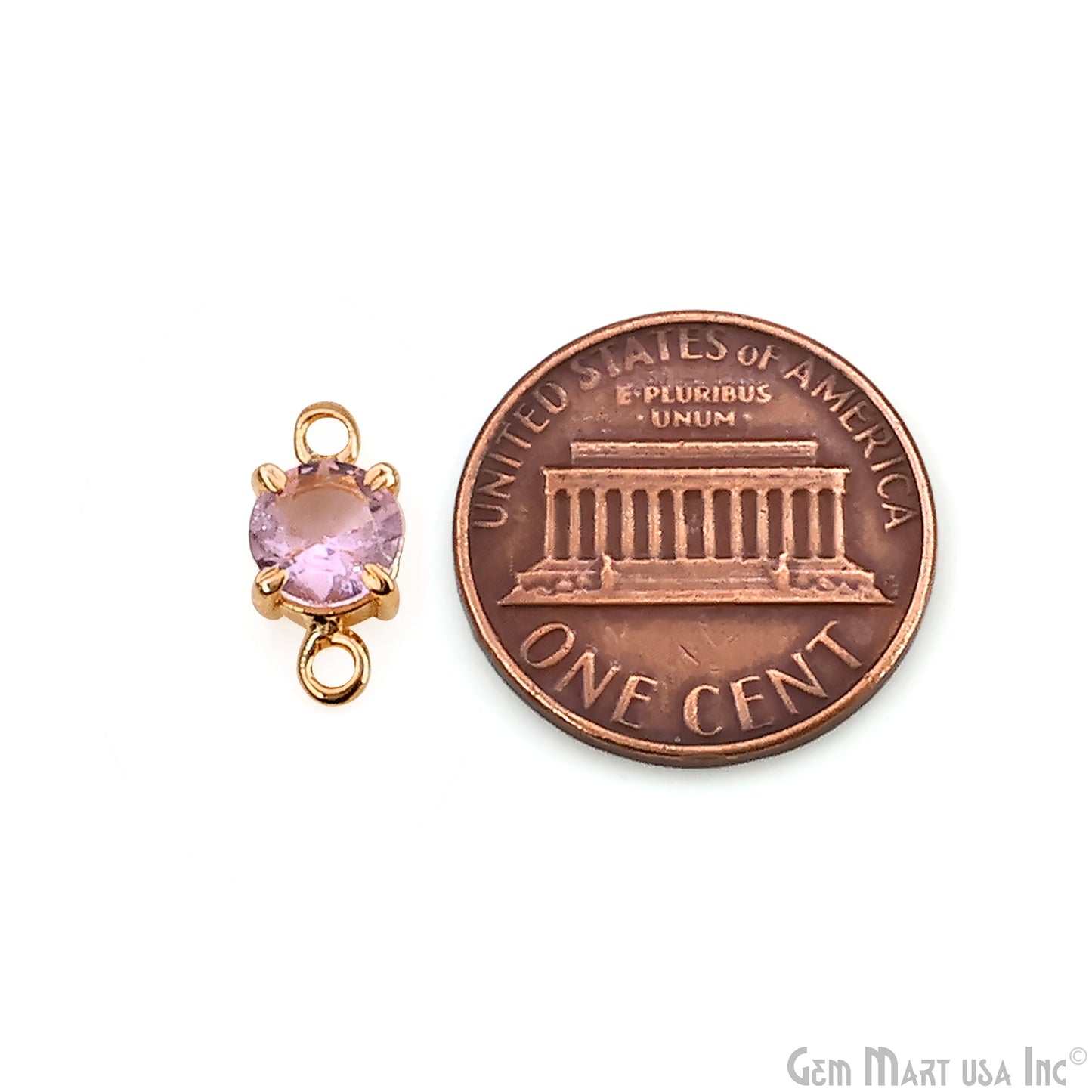 Morganite Prong Setting Gold Plated Flashy Gemstone Double Bail Connector