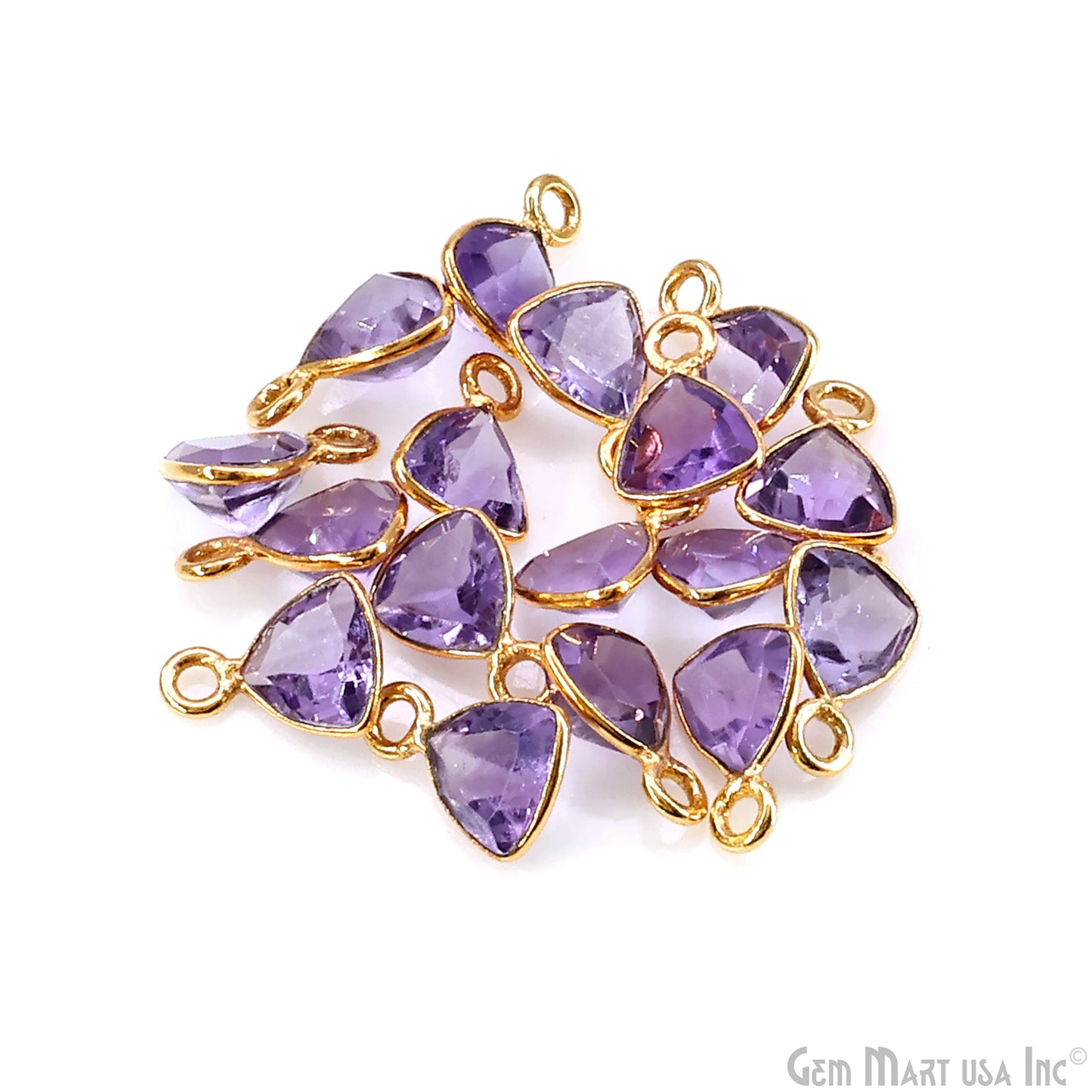 Amethyst Trillion 6mm Brilliant Cut Gold Plated Bezel Single Bail Gemstone Connector