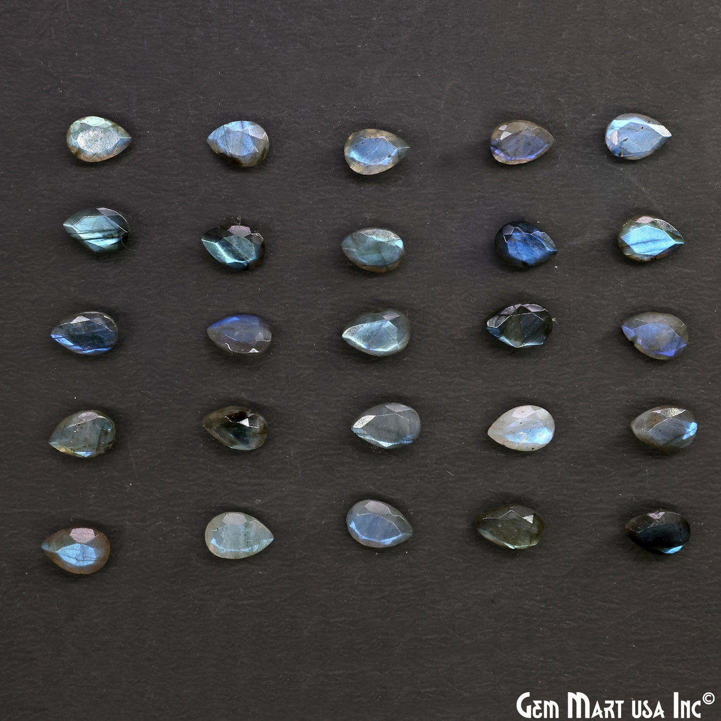 Labradorite Wholesale Gemstones, 100% Natural Semi-Precious Gems, Blue Flash Faceted Loose Gems, 7x10mm, Pears, 4PC Lot