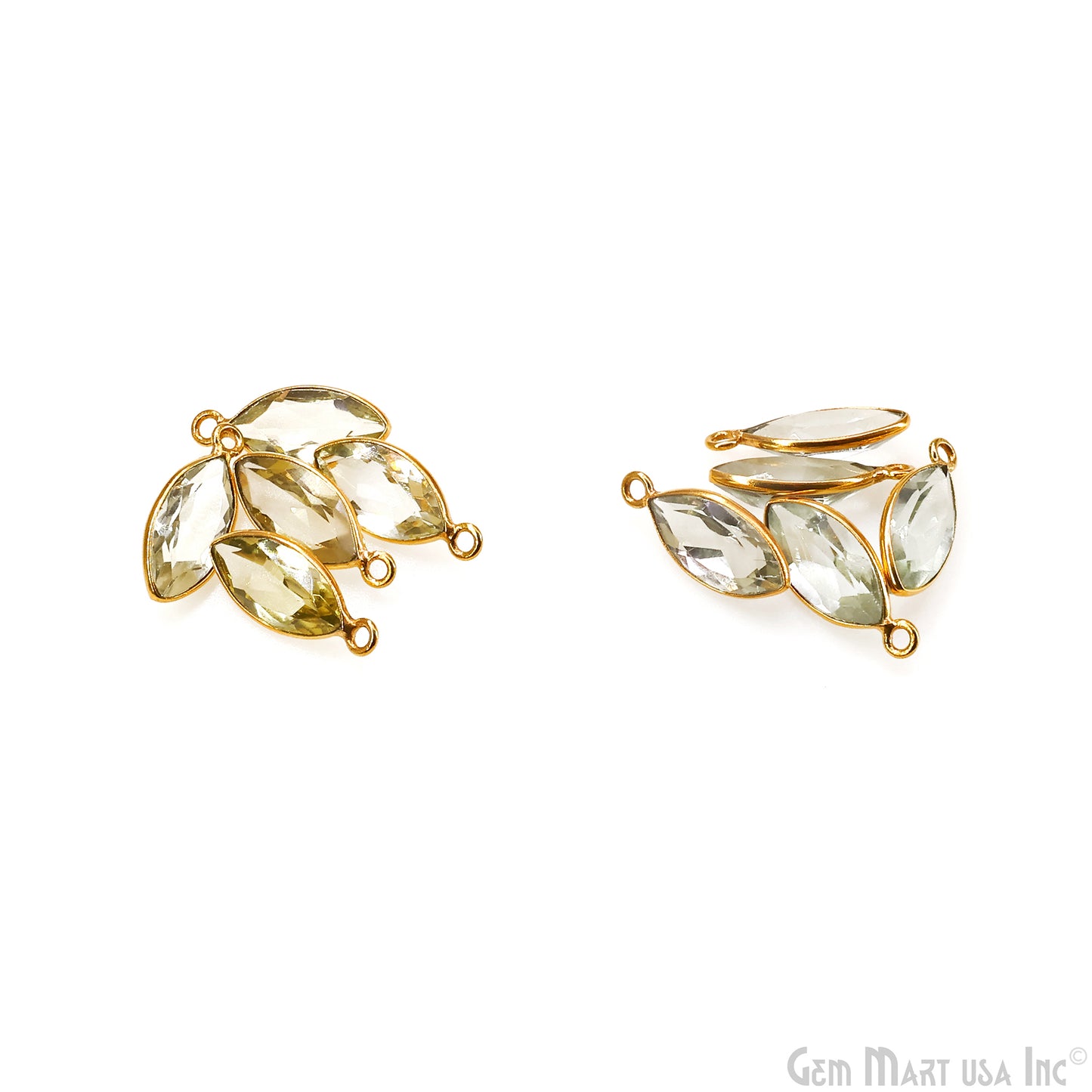 Marquise 7x14mm Brilliant Cut Gold Plated Bezel Single Bail Connector