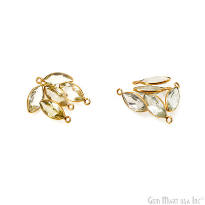 Marquise 7x14mm Brilliant Cut Gold Plated Bezel Single Bail Connector