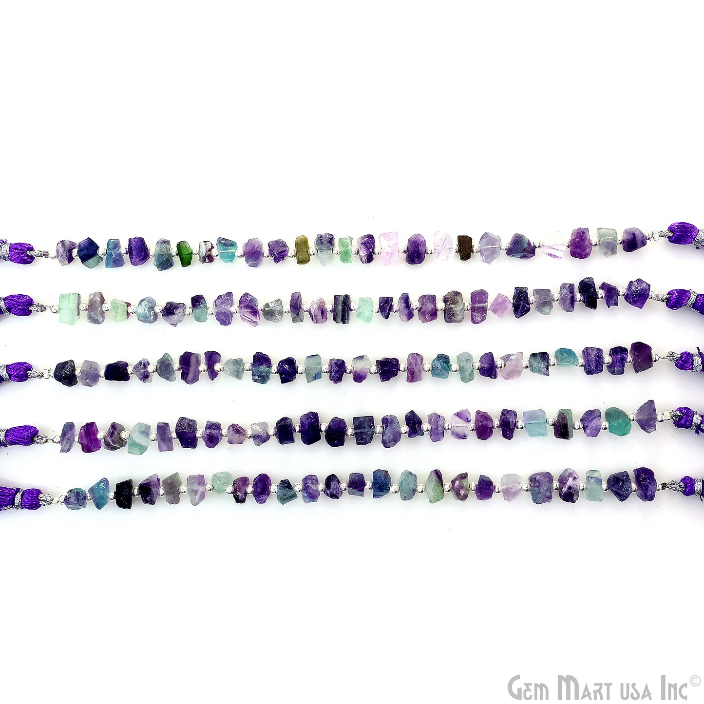 Fluorite Rough Beads, 9 Inch Gemstone Strands, Drilled Strung Briolette Beads, Free Form, 8x6mm