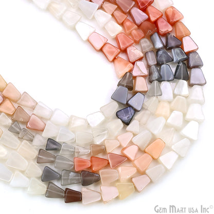 Multi Moonstone Smooth Triangle Drilled Beads 4-7mm Waist Beads, Rondelle Bead Strand 14 Inch