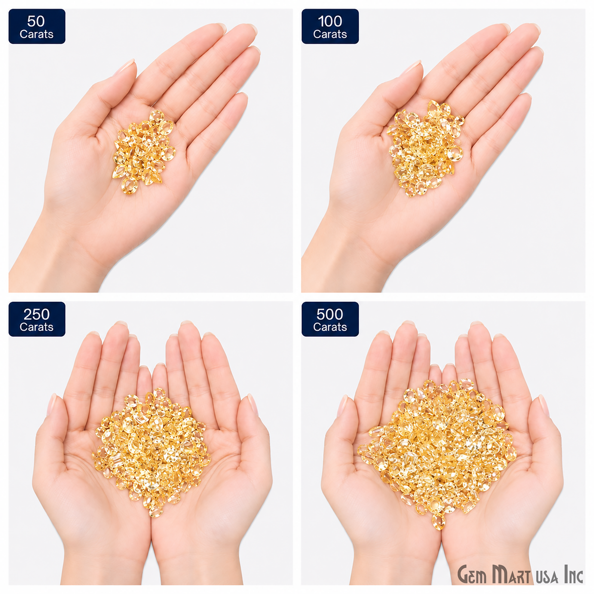 Citrine Wholesale Gemstones, 100% Natural Semi-Precious Gems, Yellow Faceted Loose Gems, 4-8mm, Mixed, 50 Carats