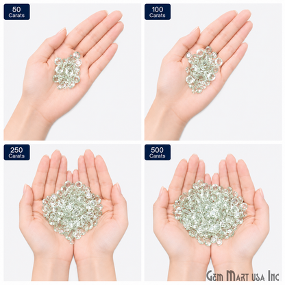 Green Amethyst Wholesale Gemstones, 100% Natural Semi-Precious Gems, Green Faceted Loose Gems, 4-8mm, Mixed, 50 Carats