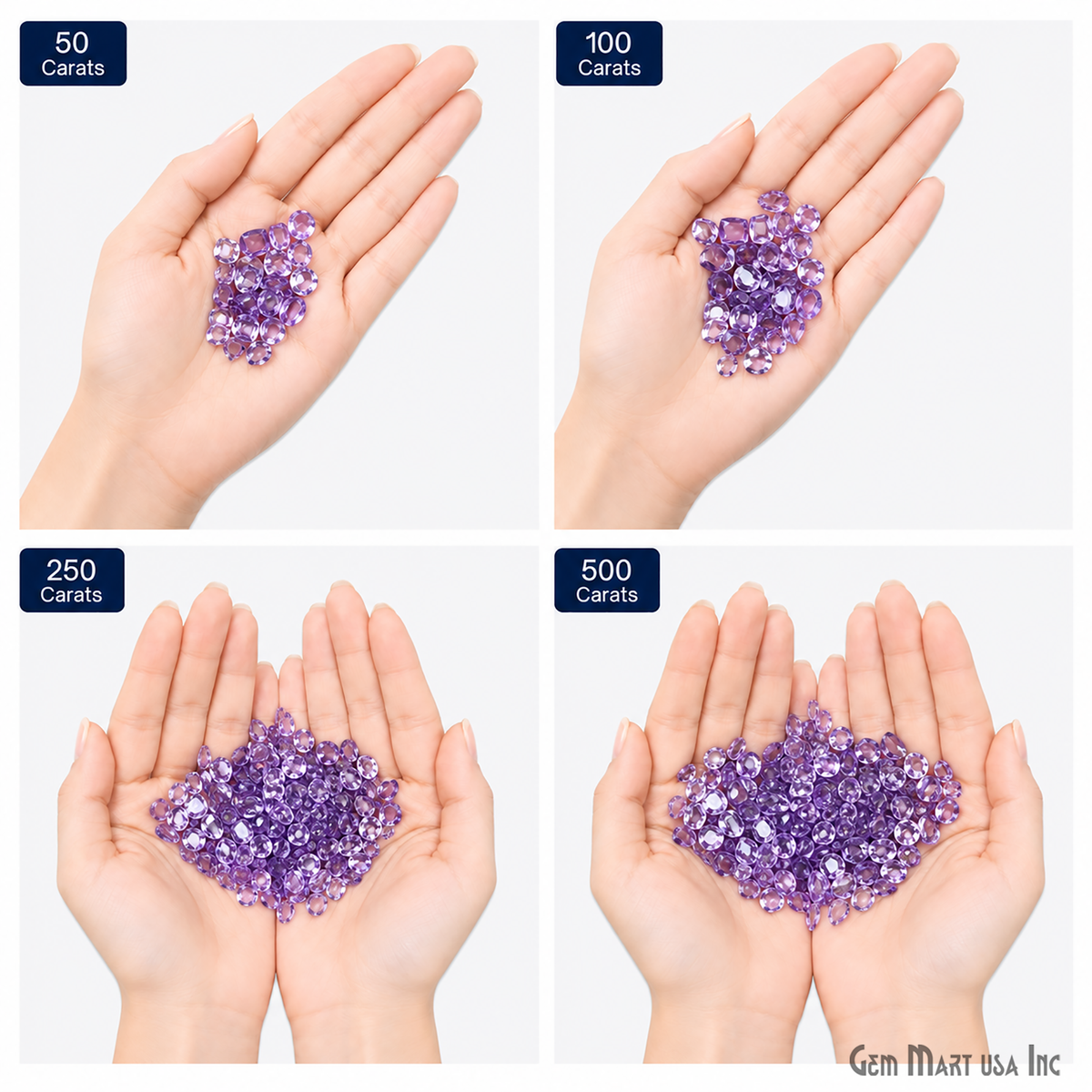 Amethyst Wholesale Gemstones, 100% Natural Semi-Precious Gems, Purple Faceted Loose Gems, 4-8mm, Mixed, 50 Carats