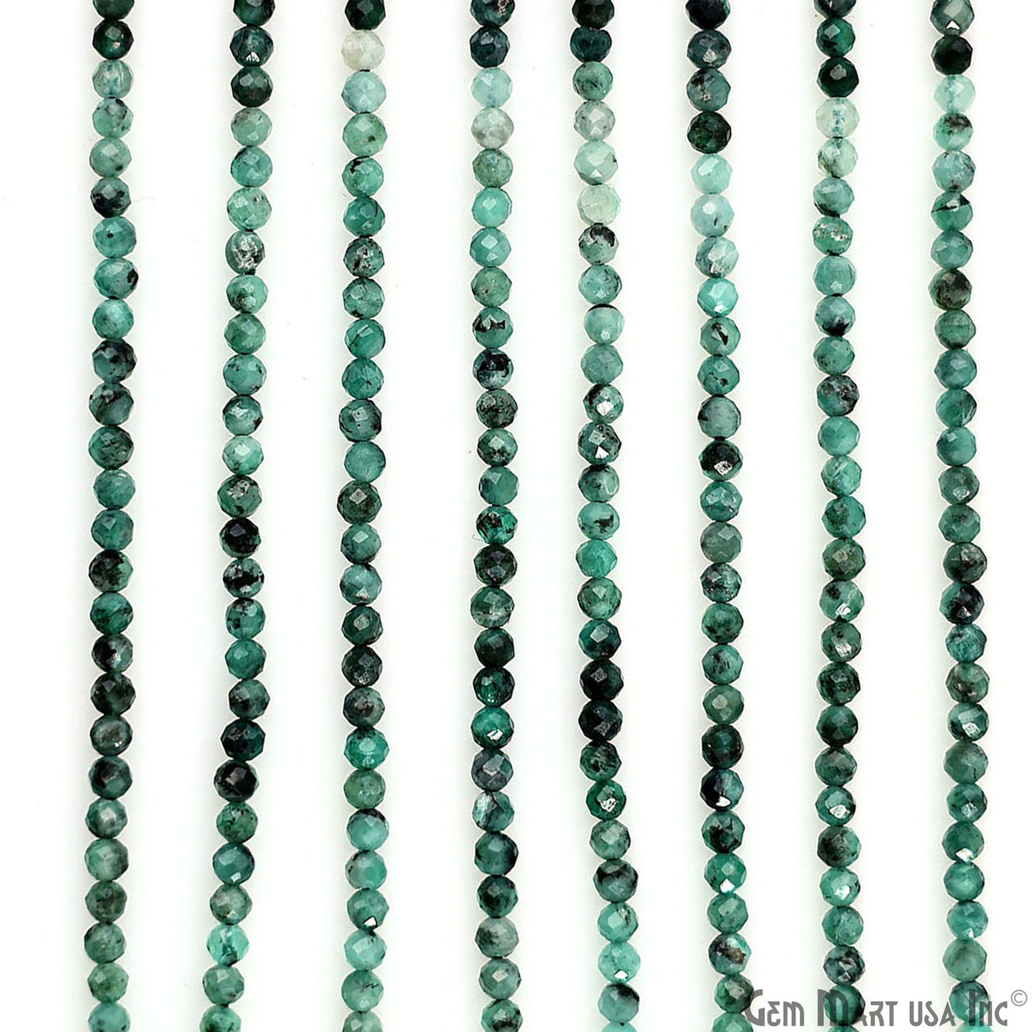 Emerald Rondelle Beads, 13 Inch Gemstone Strands, Drilled Strung Nugget Beads, Faceted Round, 2-2.5mm