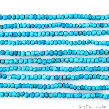 Turquoise Rondelle Beads, 12.5 Inch Gemstone Strands, Drilled Strung Nugget Beads, Faceted Round, 3-4mm