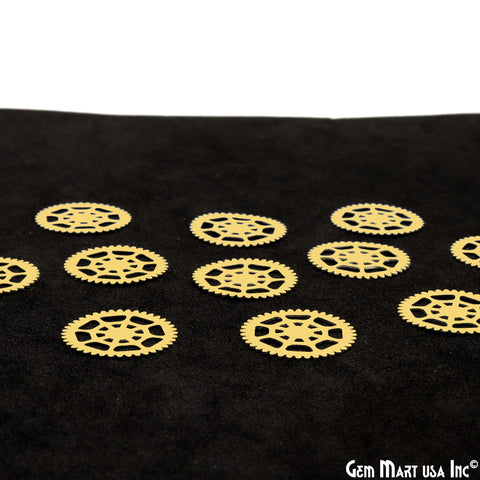 Wheel Shape Gold Plated Laser Finding Jewelry Finding, Bracelet Charm, Earring Charm