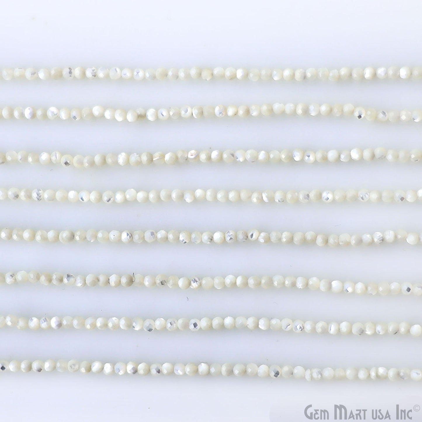 Mother of Freshwater Pearl Rondelle Beads, 12-13 Inch Gemstone Strands, Drilled Strung Nugget Beads, Faceted Round, 2-2.5mm