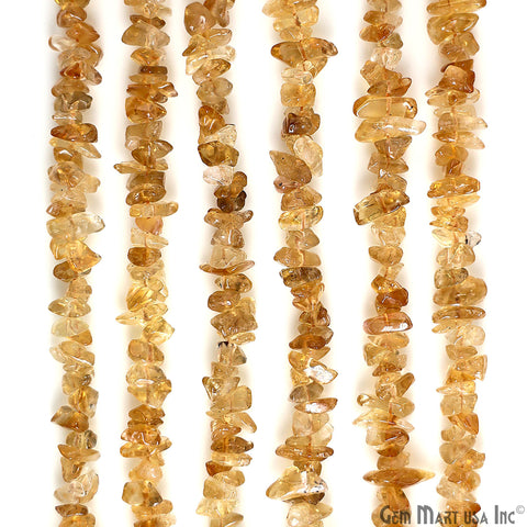 Citrine Chip Beads, 34 Inch, Natural Chip Strands, Drilled Strung Nugget Beads, 3-7mm, Polished, GemMartUSA (CHCI-70001)