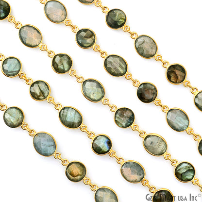 Labradorite Oval & Round Gold Plated Continuous Connector Chain