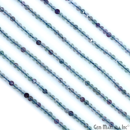 Blue Flourite Rondelle Beads, 12-13 Inch Gemstone Strands, Drilled Strung Nugget Beads, Faceted Round, 2-2.5mm