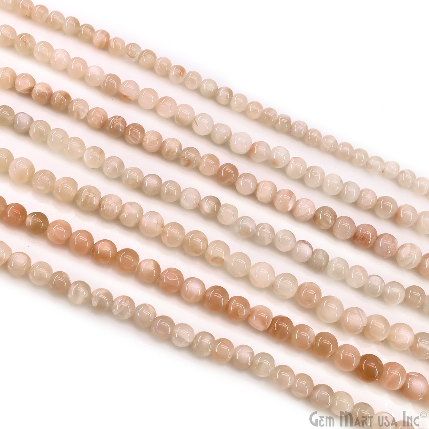 Cream Moonstone Smooth Round Drilled Beads 5-7mm Waist Beads, Rondelle Bead Strand 13 Inch