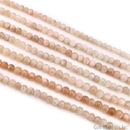 Cream Moonstone Smooth Round Drilled Beads 5-7mm Waist Beads, Rondelle Bead Strand 13 Inch