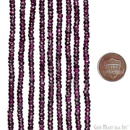 Rhodolite Rondelle Beads, 12.5 Inch Gemstone Strands, Drilled Strung Nugget Beads, Faceted Round, 3-4mm