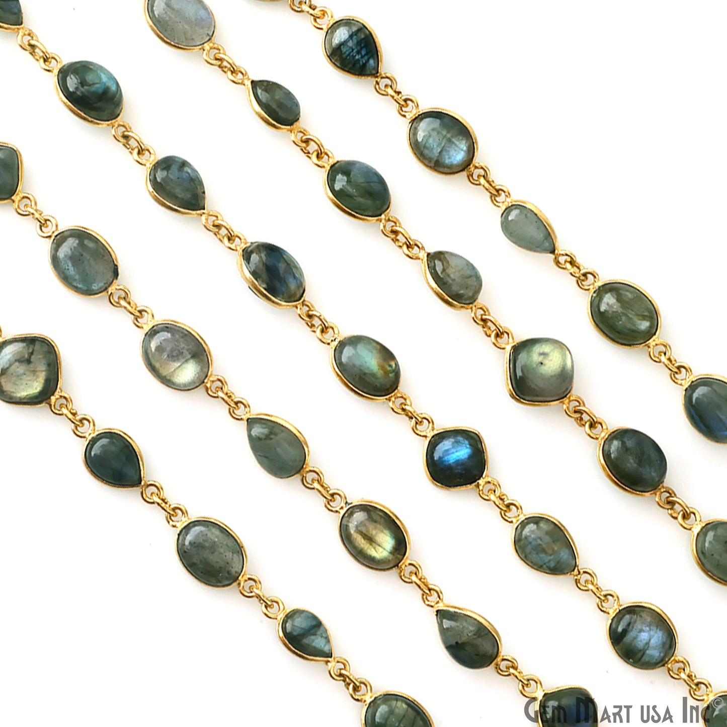 Labradorite Cabochon Mix Shape 10mm Gold Plated Continuous Connector Chain