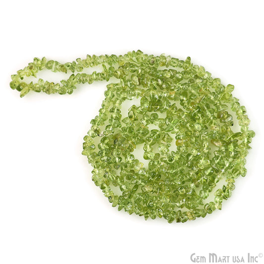 Peridot Chip Beads, 34 Inch, Natural Chip Strands, Drilled Strung Nugget Beads, 3-7mm, Polished, GemMartUSA (CHPD-70001)