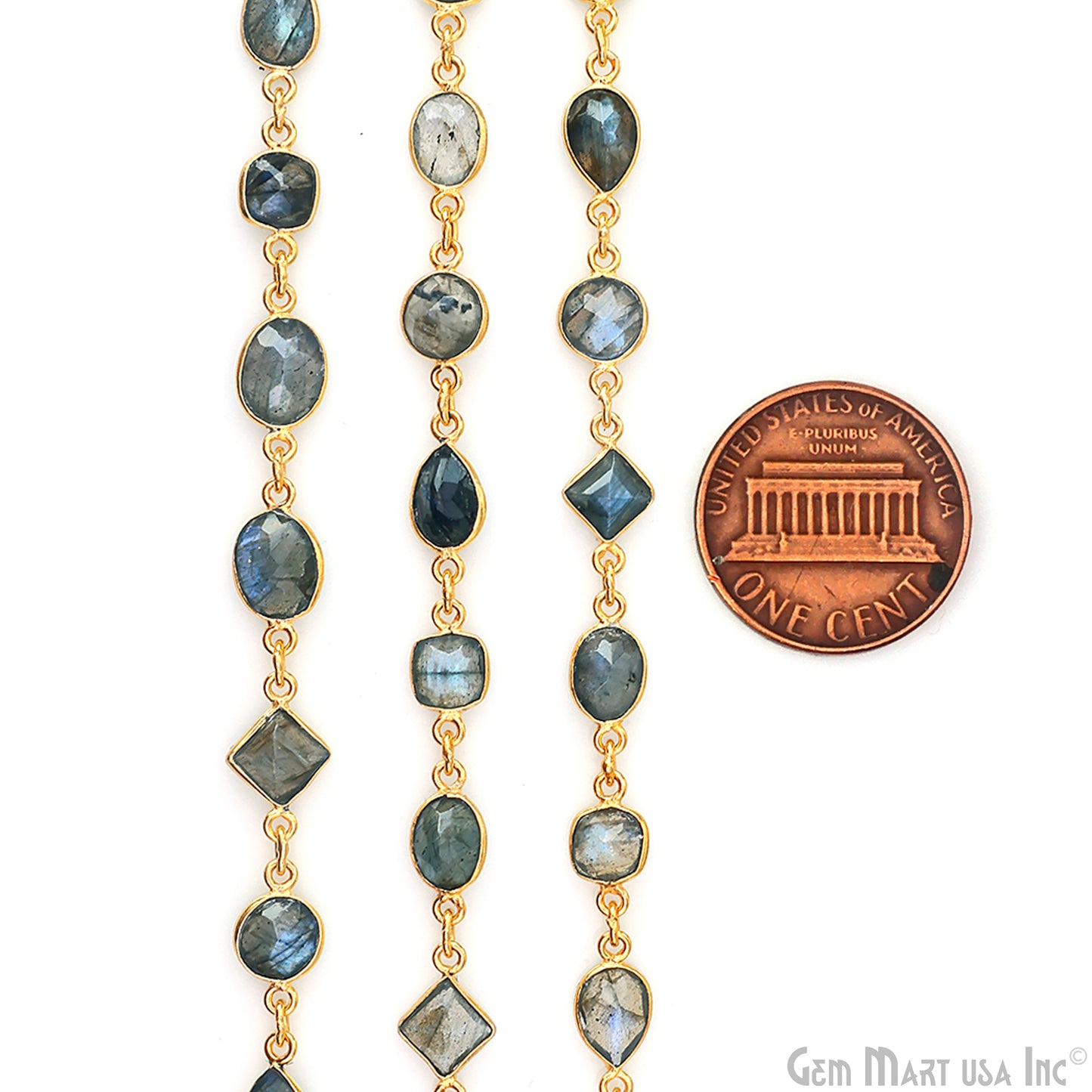 Labradorite Mix Shape 10mm Gold Plated Continuous Connector Chain