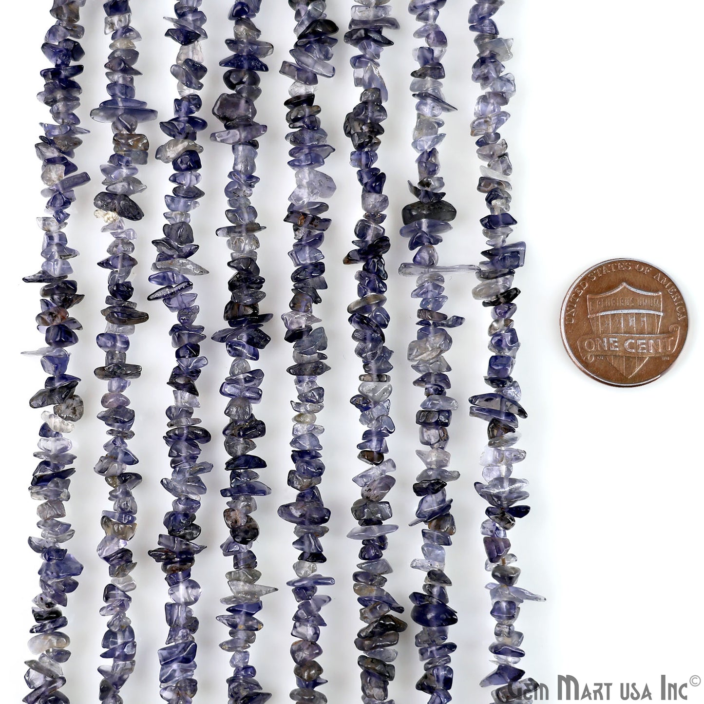 Iolite Chip Beads, 34 Inch, Natural Chip Strands, Drilled Strung Nugget Beads, 3-7mm, Polished, GemMartUSA (CHIO-70001)