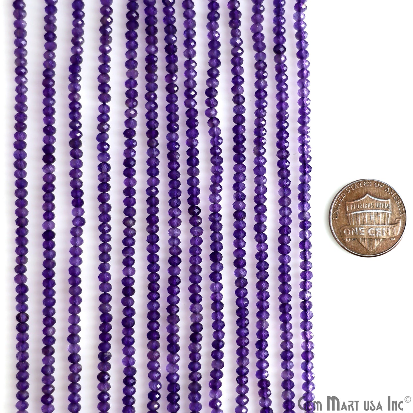 Amethyst Rondelle Beads, 12.5 Inch Gemstone Strands, Drilled Strung Nugget Beads, Faceted Round, 4mm