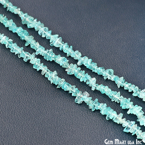Apatite Chip Beads, 34 Inch, Natural Chip Strands, Drilled Strung Nugget Beads, 3-7mm, Polished, GemMartUSA (CHAP-70001)