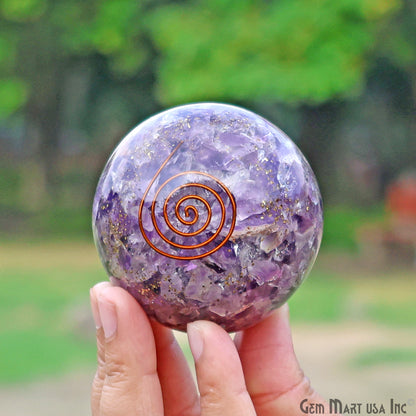 Amethyst Healing Gemstone Sphere 2" - Reiki Meditation Ball, Chakra Balancing, Orgone Energy, Spiritual Healing, Home Decor