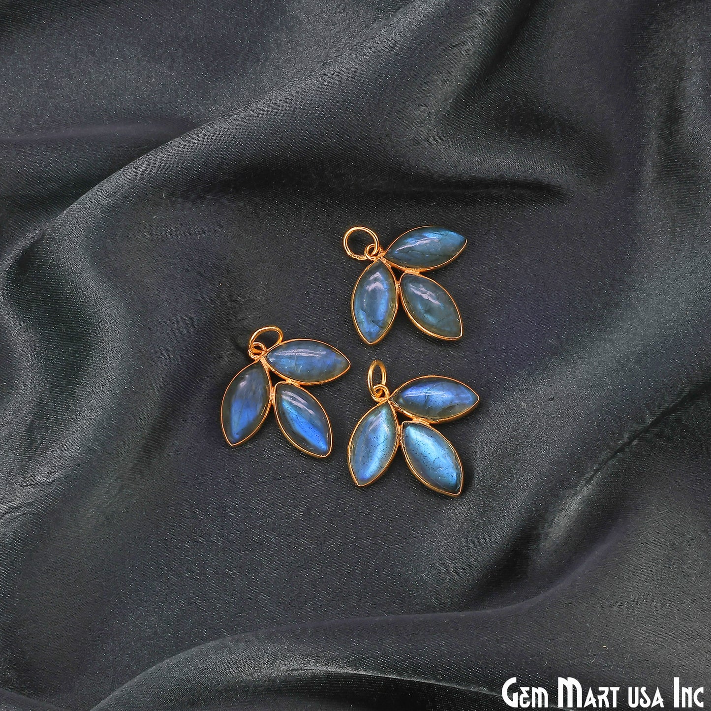 Labradorite Flower 25x23mm Single Bail Chandelier Finding Component