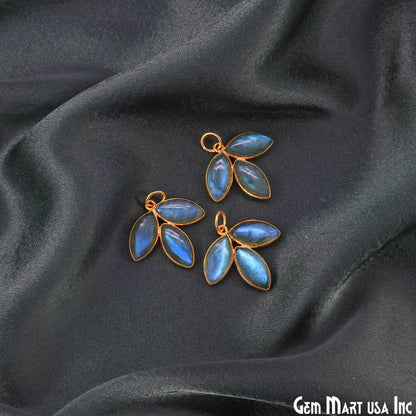 Labradorite Flower 25x23mm Single Bail Chandelier Finding Component